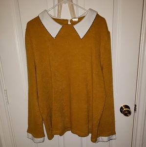 Mustard yellow Peter pan collar sweater new!
